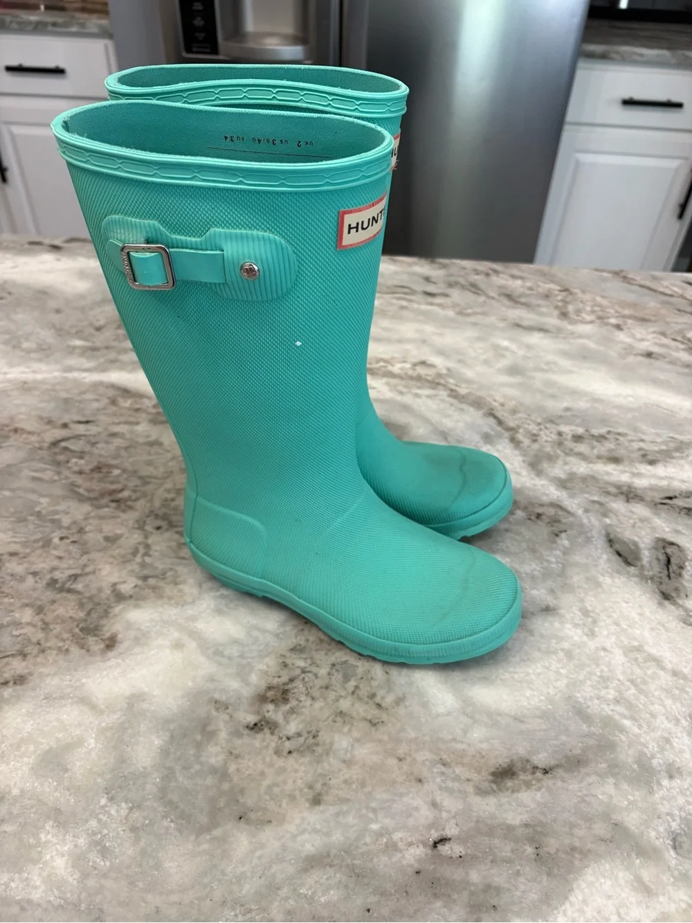 Kids Hunter Boots Tall Matte Mint Green Sz US 3B/4G Waterproof Rain Snow